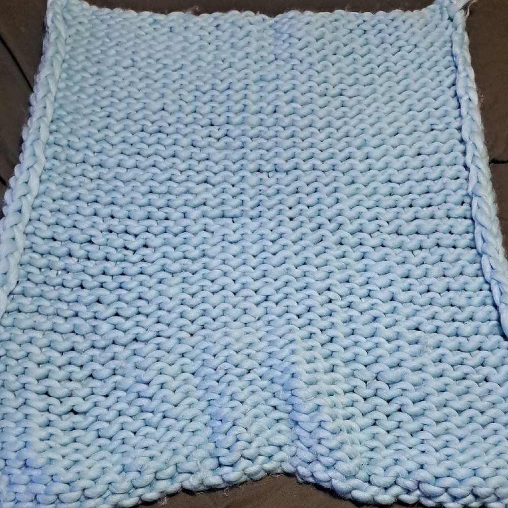 Handmade Chunky Knit Blanket in Light Blue